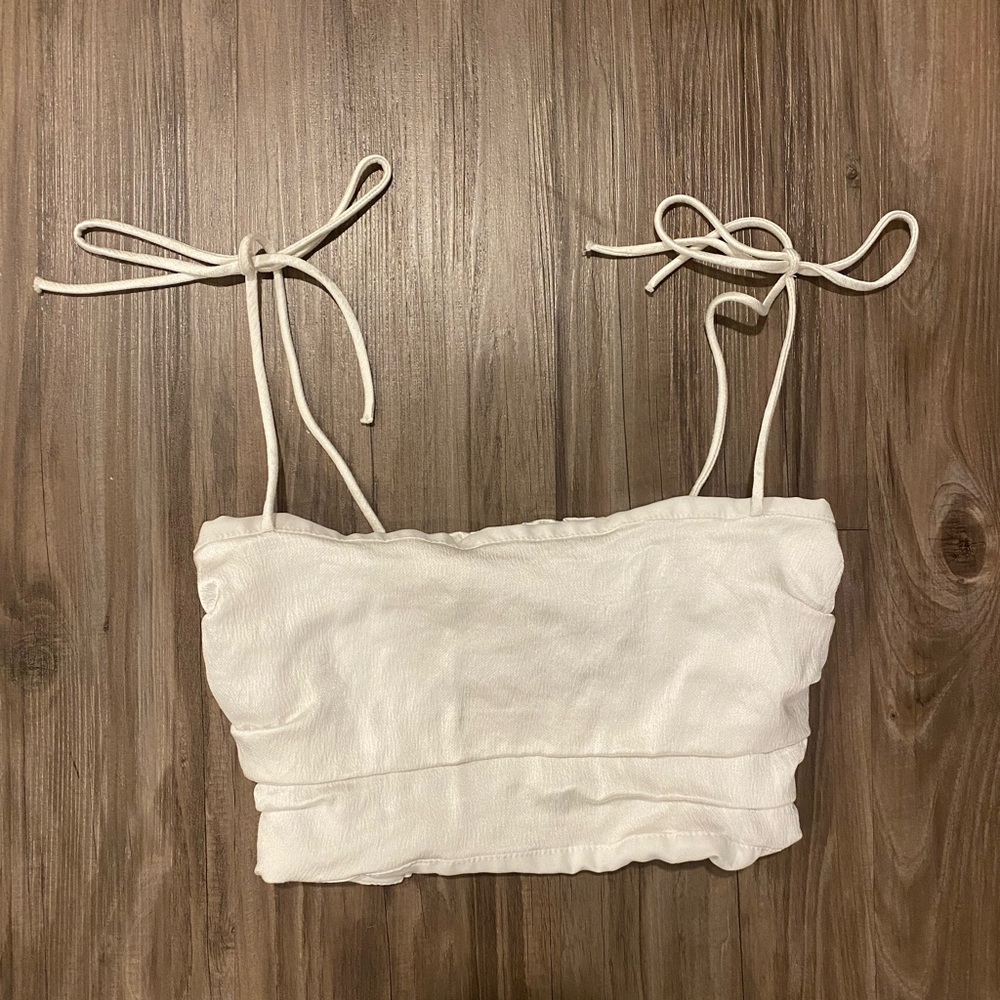 Zara white satin crop top
